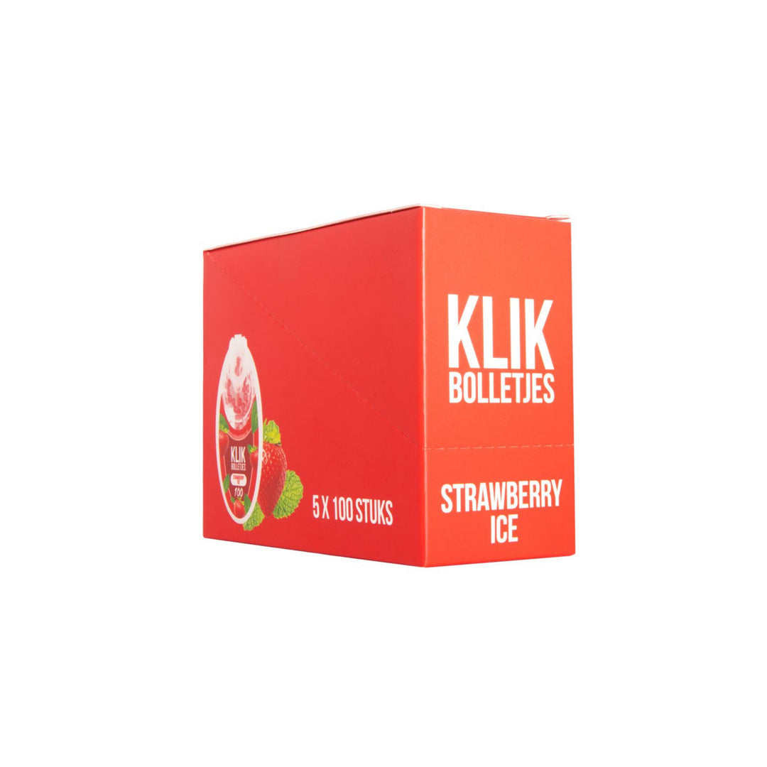 Display 100 Klik Bolletjes Strawberry Ice (5 bakjes)