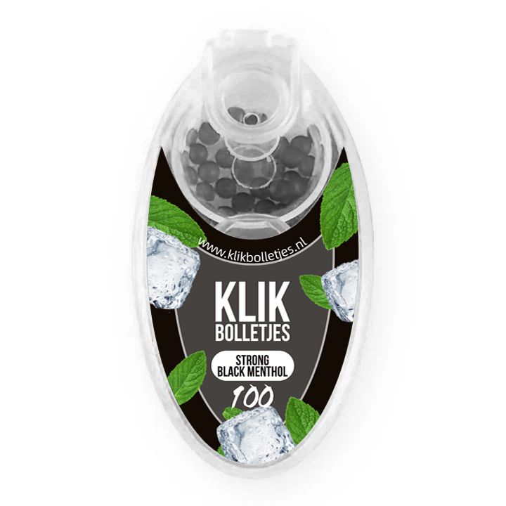 Display 100 Klik Bolletjes Strong Black Menthol (5 bakjes)