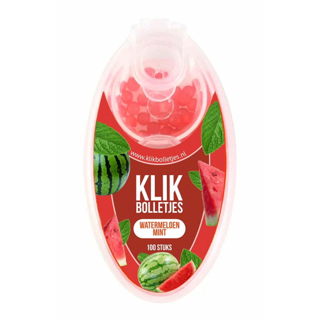 Display 100 Klik Bolletjes Watermeloen Mint (5 bakjes)